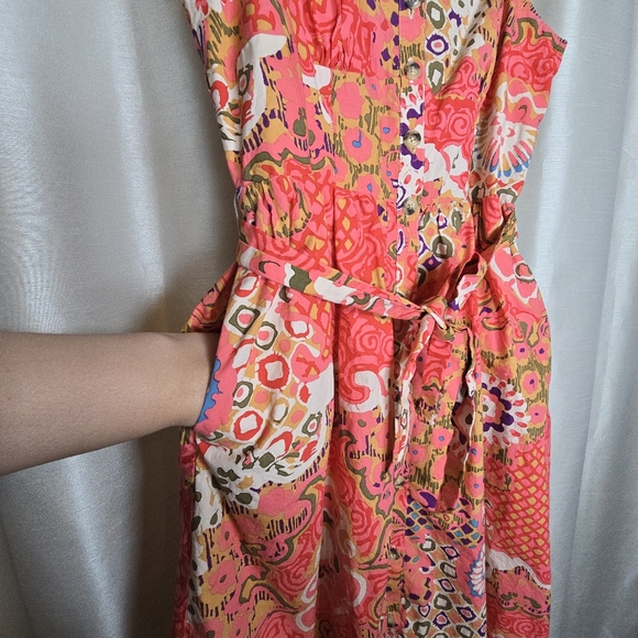 J. Crew Women's Floral Sleeveless Button Down Dress Pockets Belted Fairy Chic 6 - Picture 9 of 16